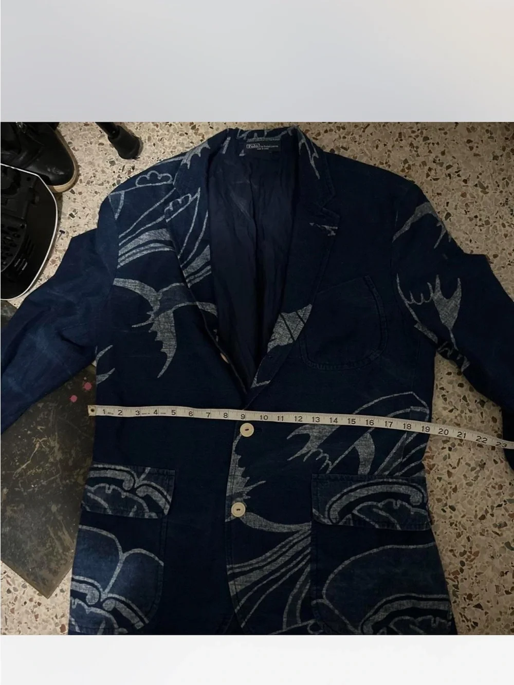 Polo by Ralph Lauren  vintage Navy and Light Gray Patterned Blazer